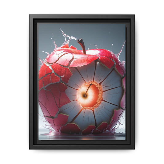 Cracked Apple Canvas Art - Multi-Color Framed Print for Home Decor