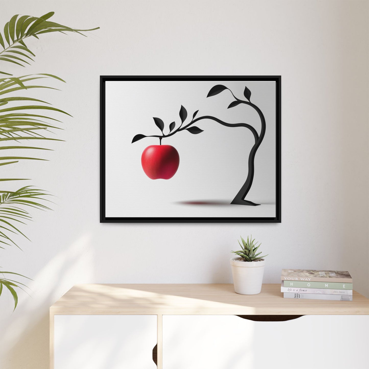 Modern Framed Canvas Art - Red Apple Tree Decor for Home & Office