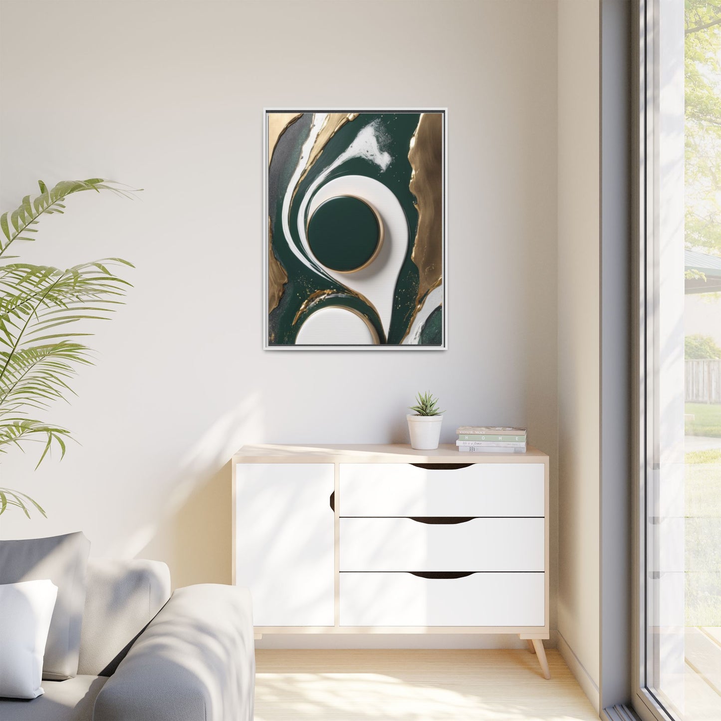 Elegant Abstract Framed Canvas Art - Modern Multi-Color Home Decor