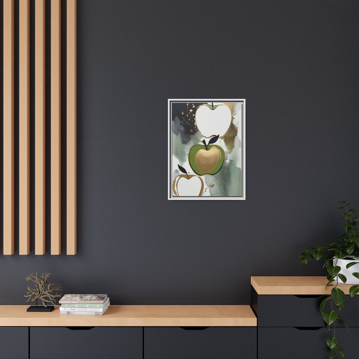Modern Abstract Apple Canvas Art Print - Colorful Framed Wall Decor