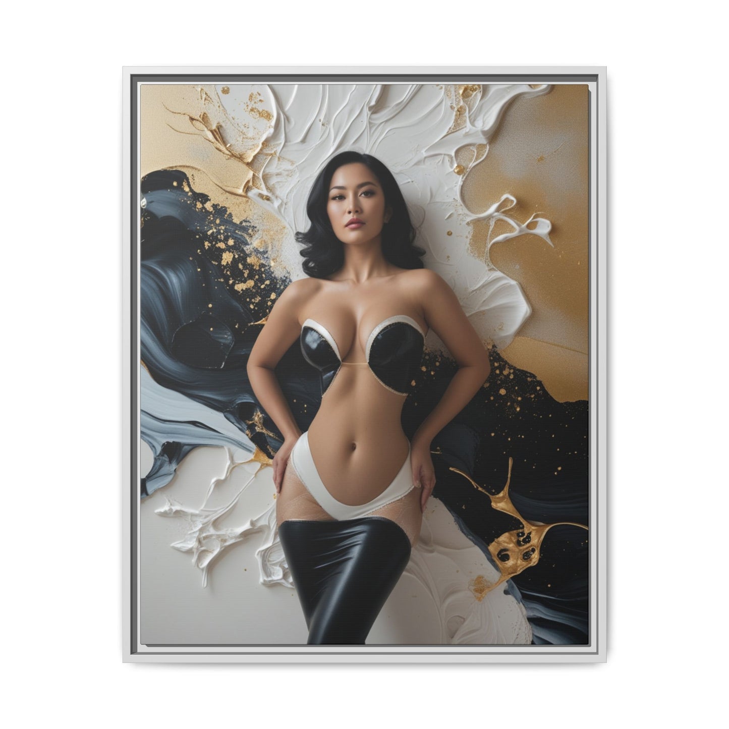 Elegant Framed Canvas Art - Multi-Color Abstract Beauty