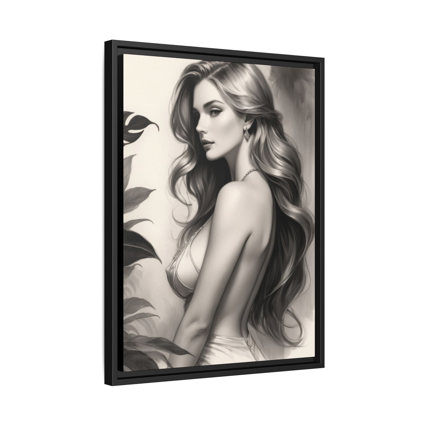 Elegant Matte Framed Art Print - Stylish Woman Portrait