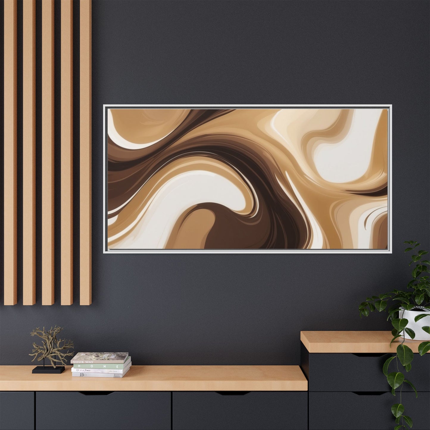 Abstract Wave Framed Canvas Art - Multi-Color Home Decor
