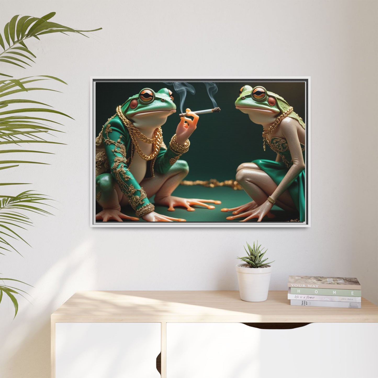 Whimsical Frog Art Print - Framed Canvas for Unique Home Decor