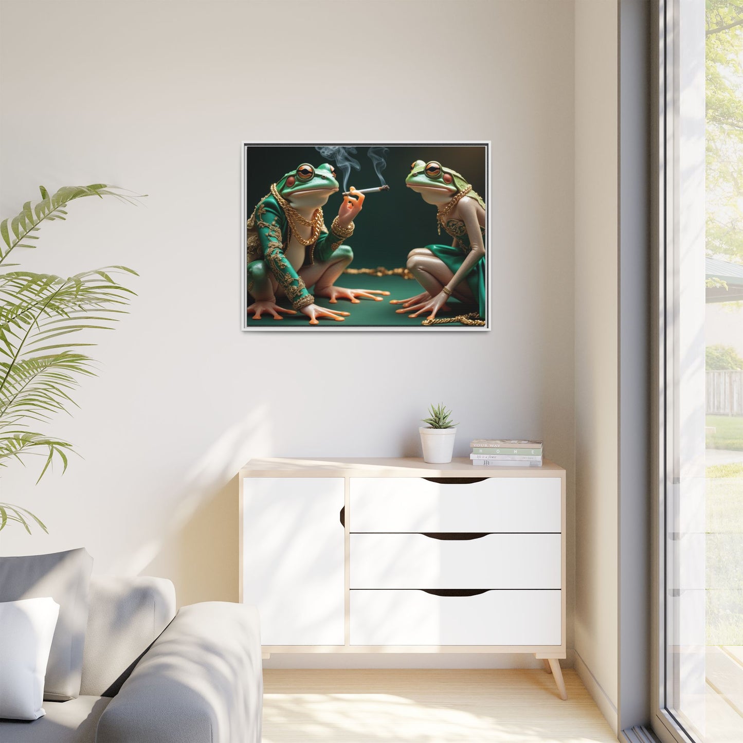Whimsical Frog Art Print - Framed Canvas for Unique Home Decor
