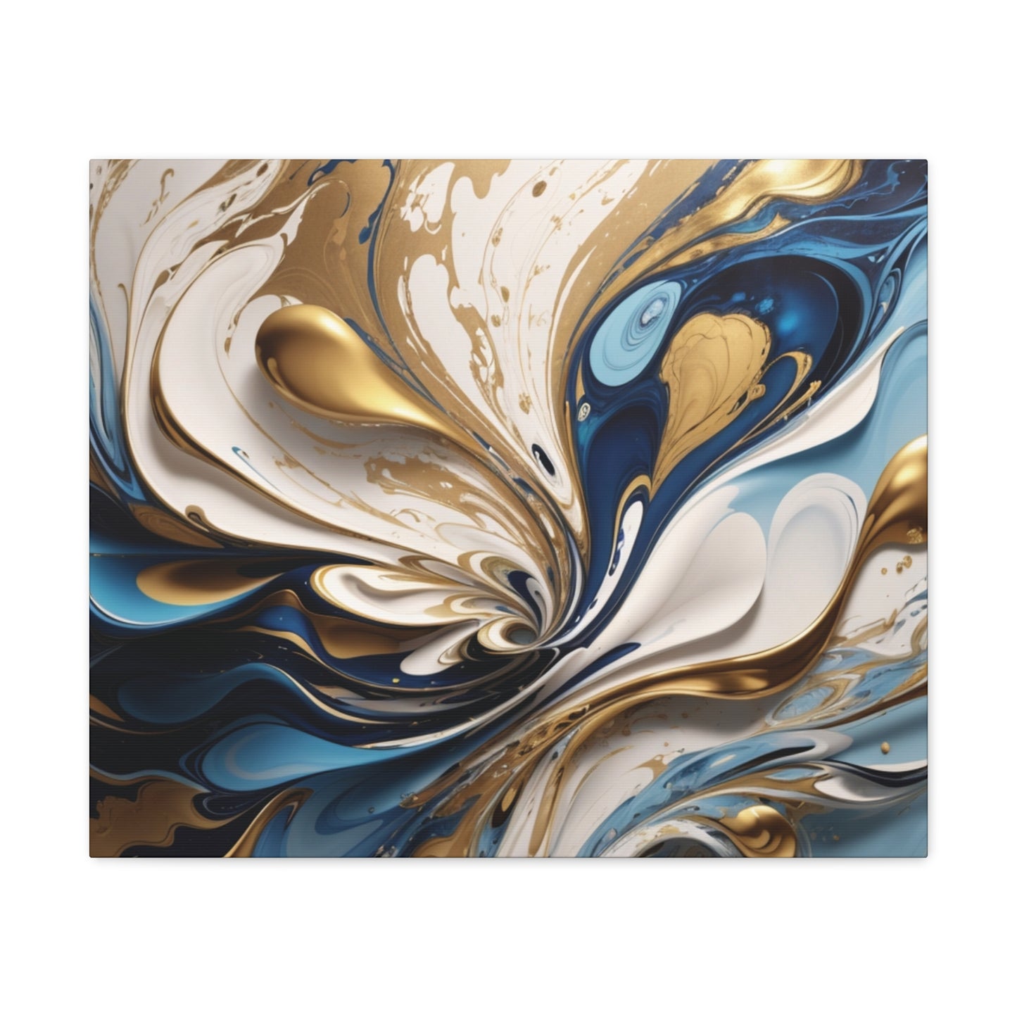 Golden Currents: Fluid Symphony in Blue and White"