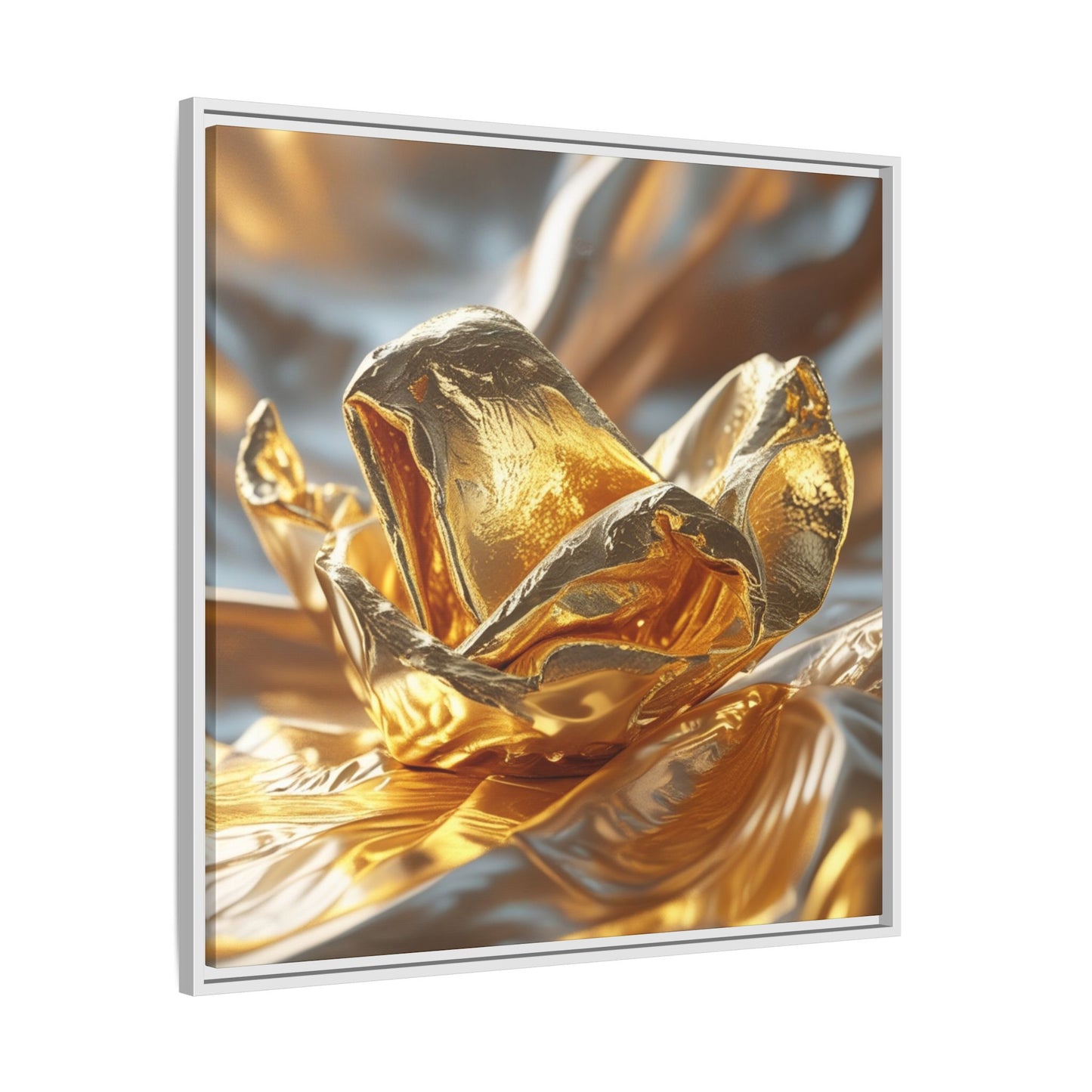Gold Foil Rose Canvas Art - Elegant Home Decor