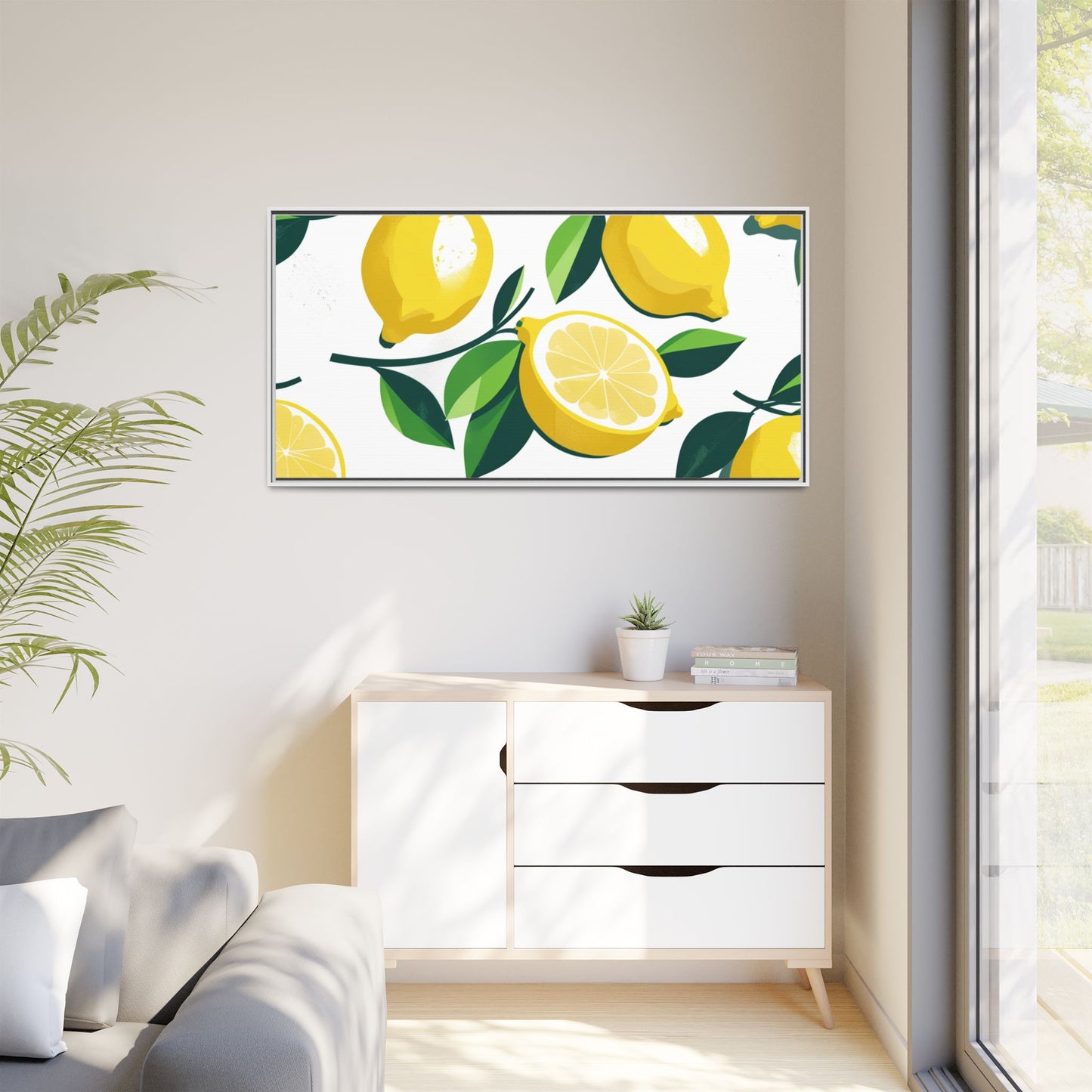 Lemon-Themed Framed Canvas Wall Art - Bright and Fresh Decor