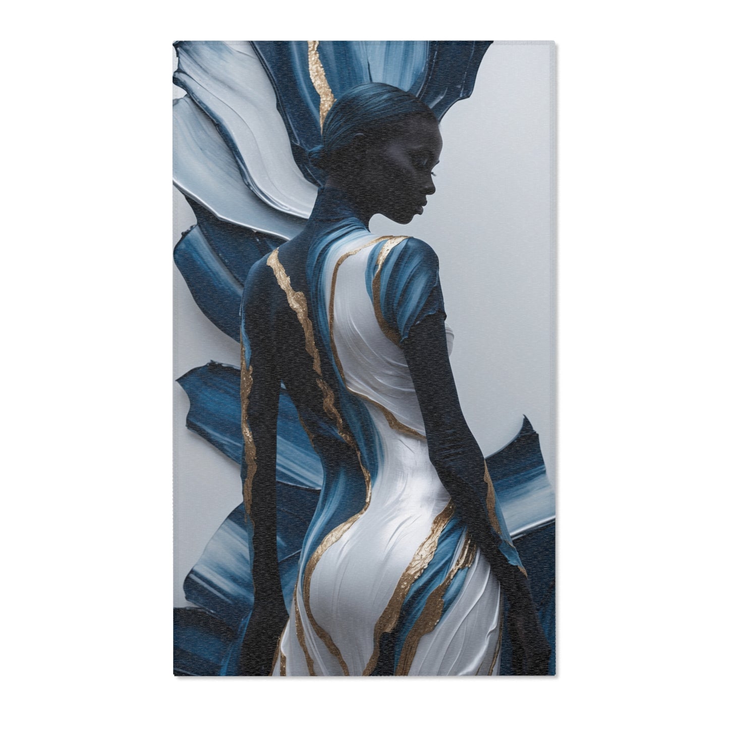 Elegant Abstract Area Rug with Gold Accents - Perfect for Home Decor