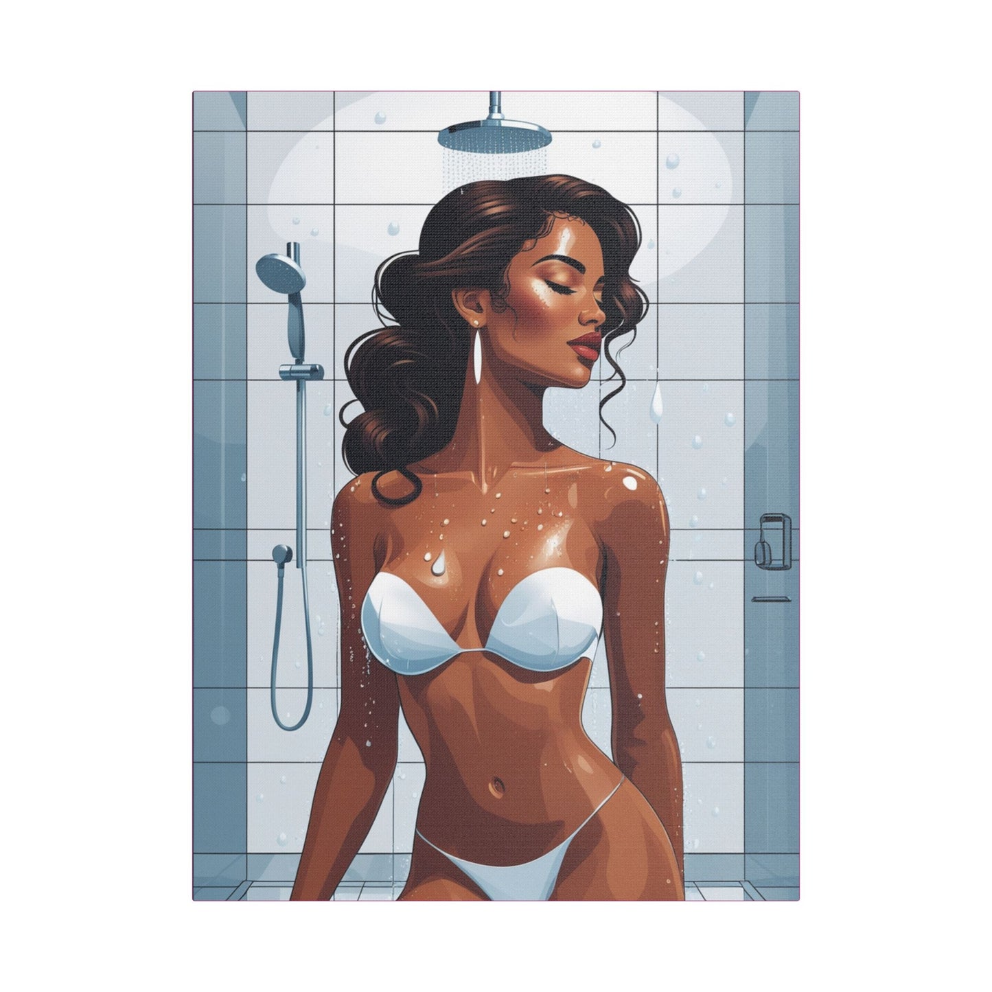 Shower Goddess Art Canvas - Elegant Stretched Satin Wall Decor for Modern Homes