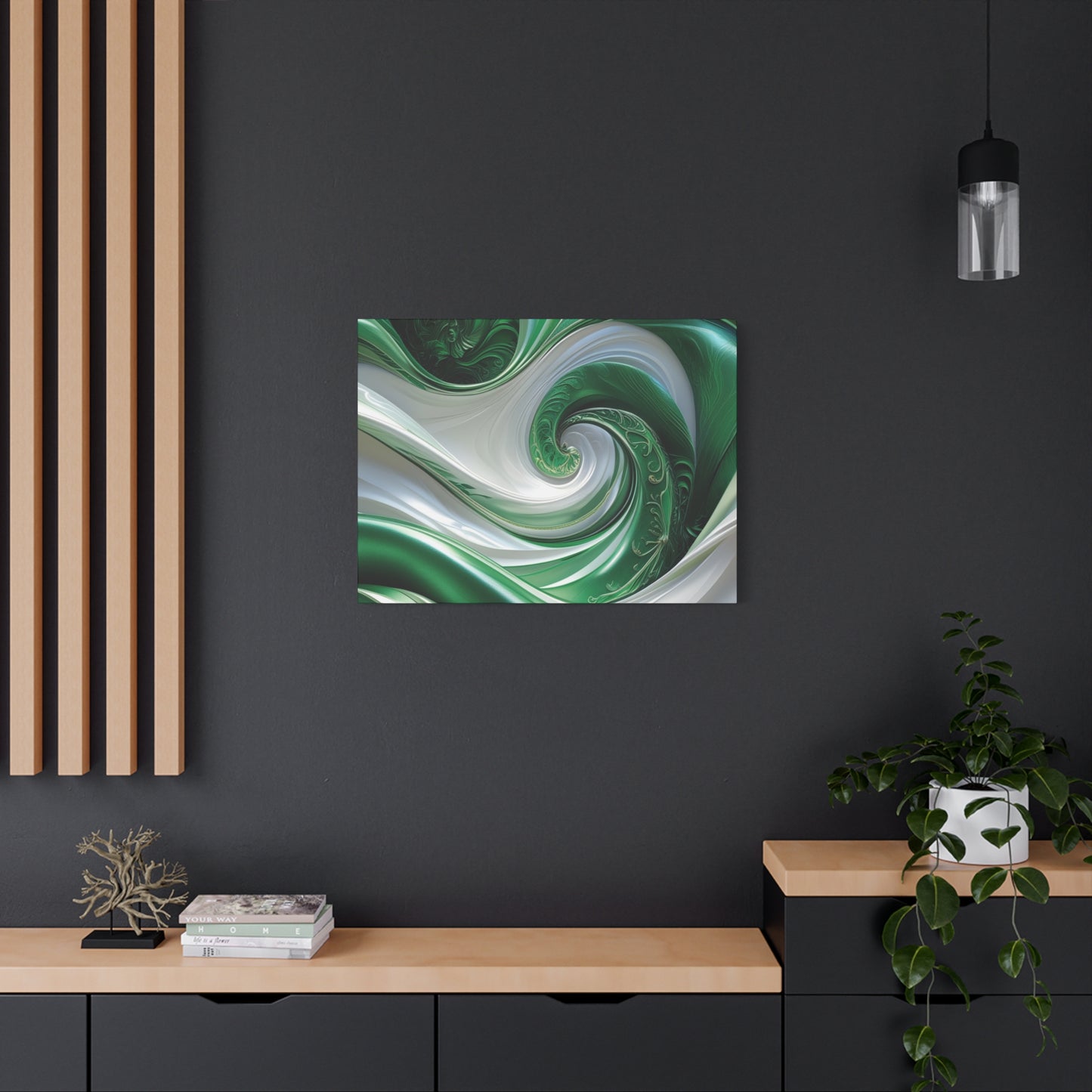 Abstract Green Swirl Canvas Wall Art - Contemporary Home Decor