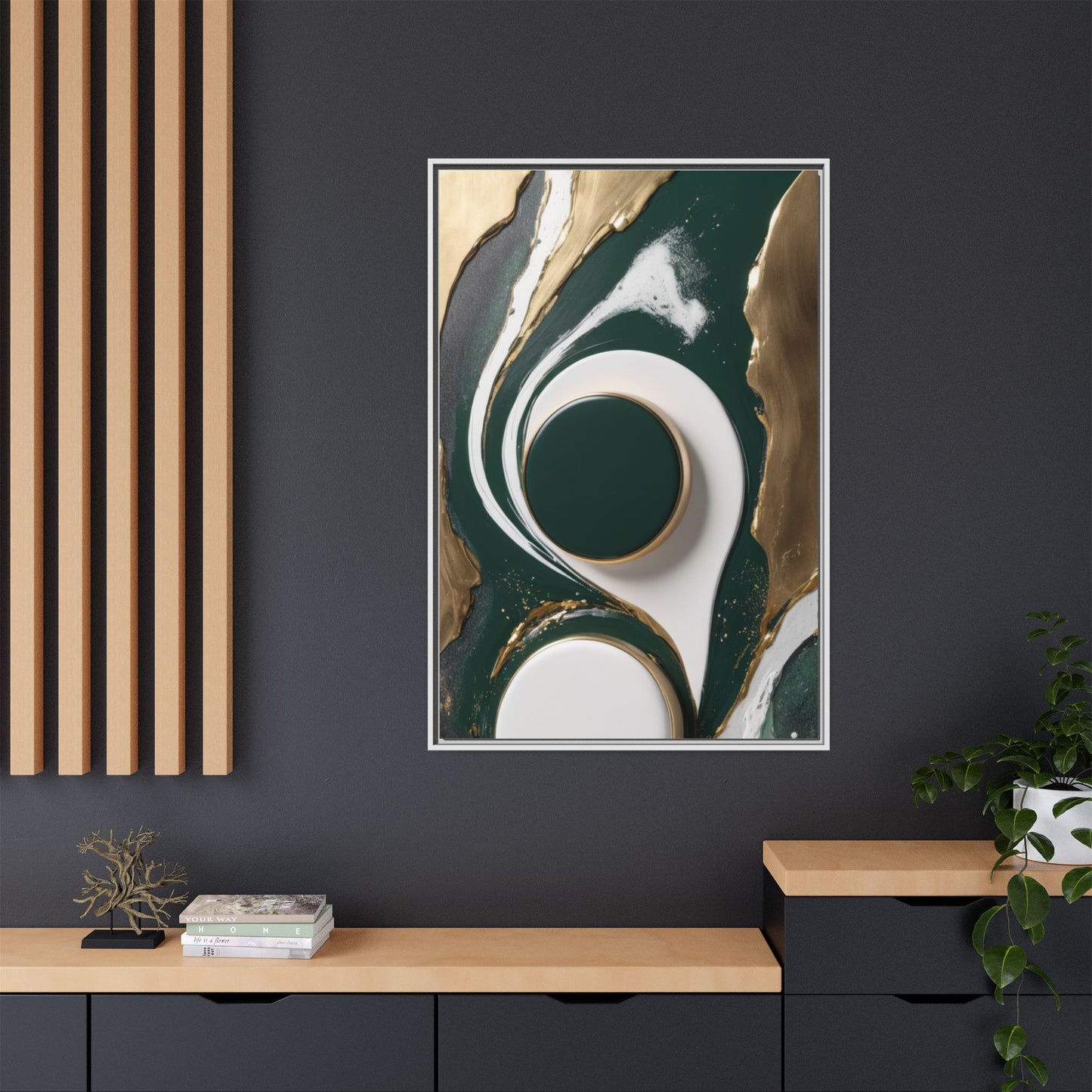 Elegant Abstract Framed Canvas Art - Modern Multi-Color Home Decor