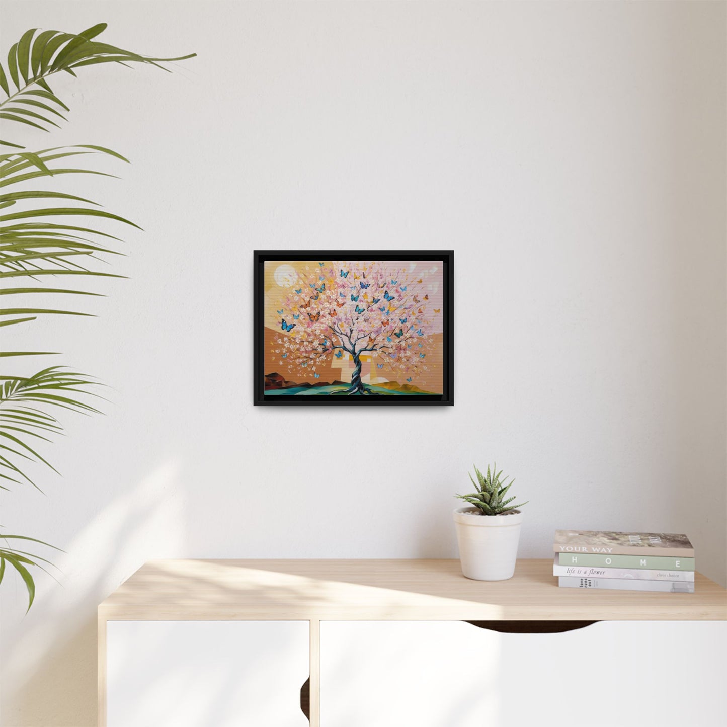 Colorful Butterfly Blossom Framed Canvas Art