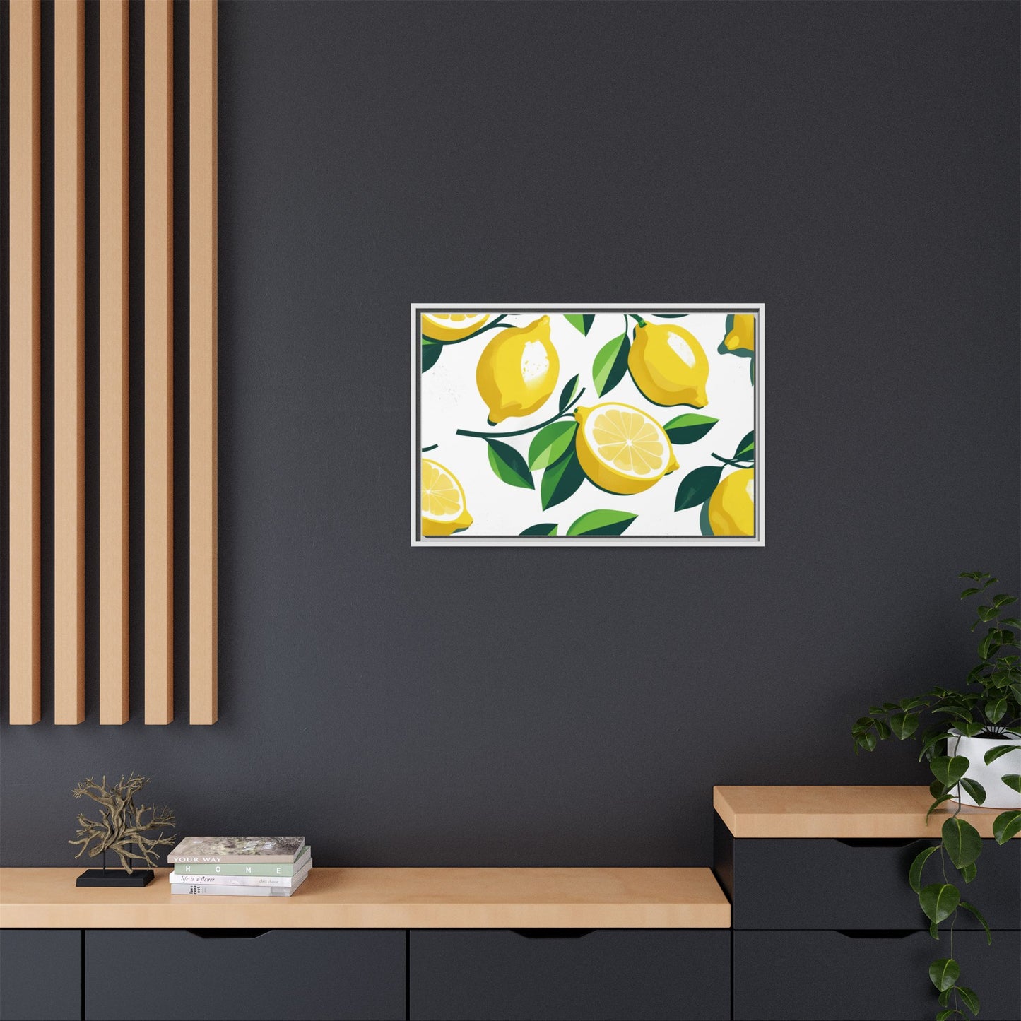 Lemon-Themed Framed Canvas Wall Art - Bright and Fresh Decor