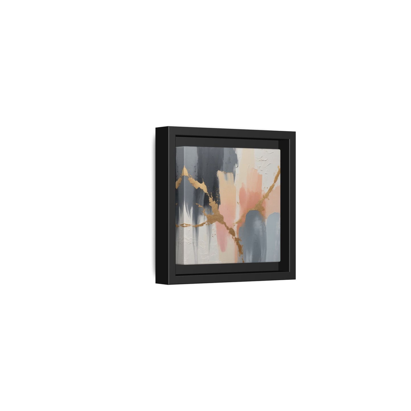 Elegant Abstract Framed Canvas Art with Gold Accents