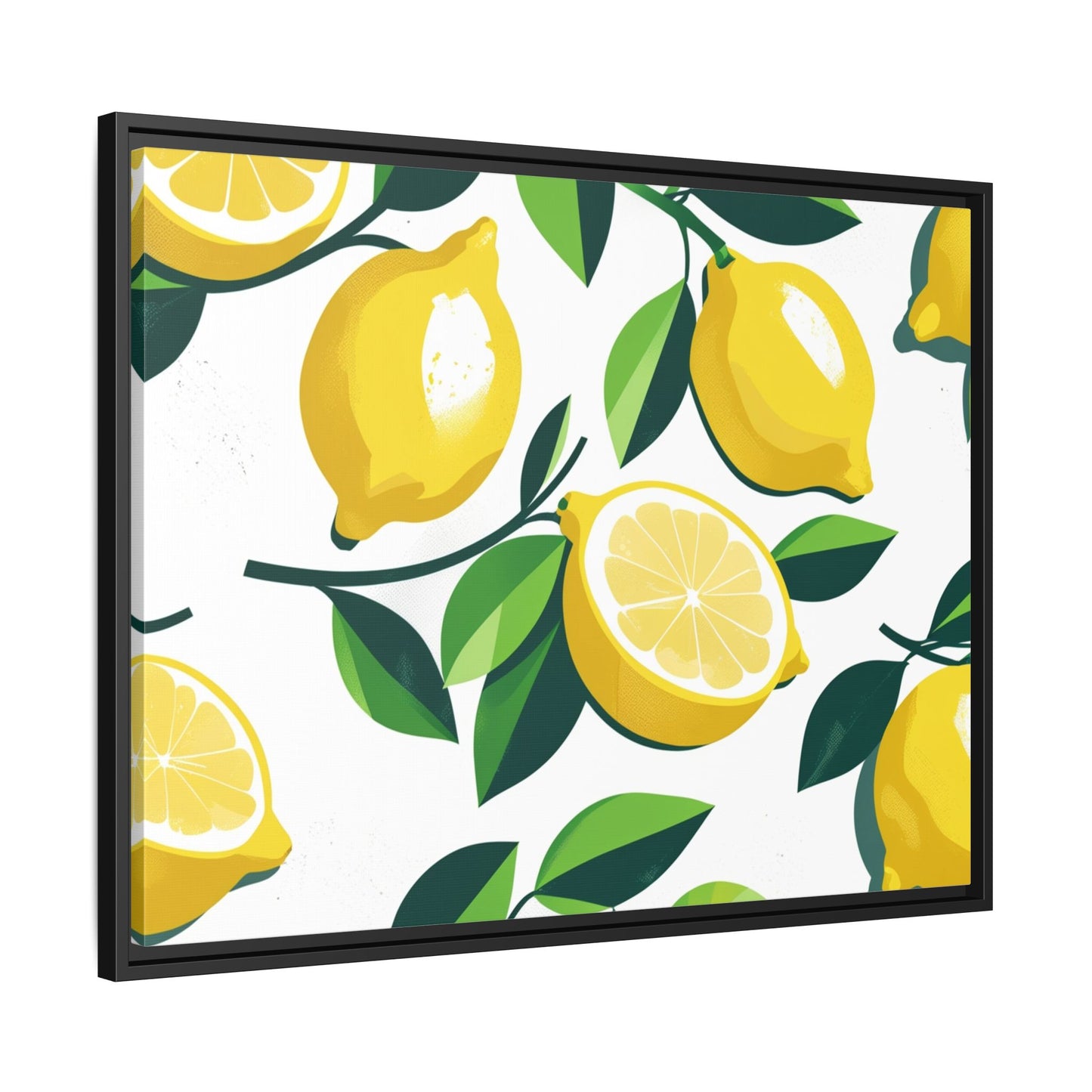 Lemon-Themed Framed Canvas Wall Art - Bright and Fresh Decor