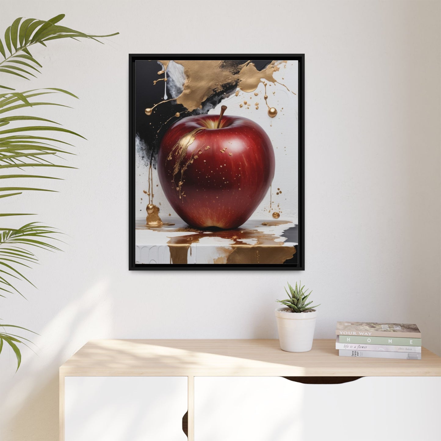 Elegant Apple Art Print - Multi-color Framed Canvas