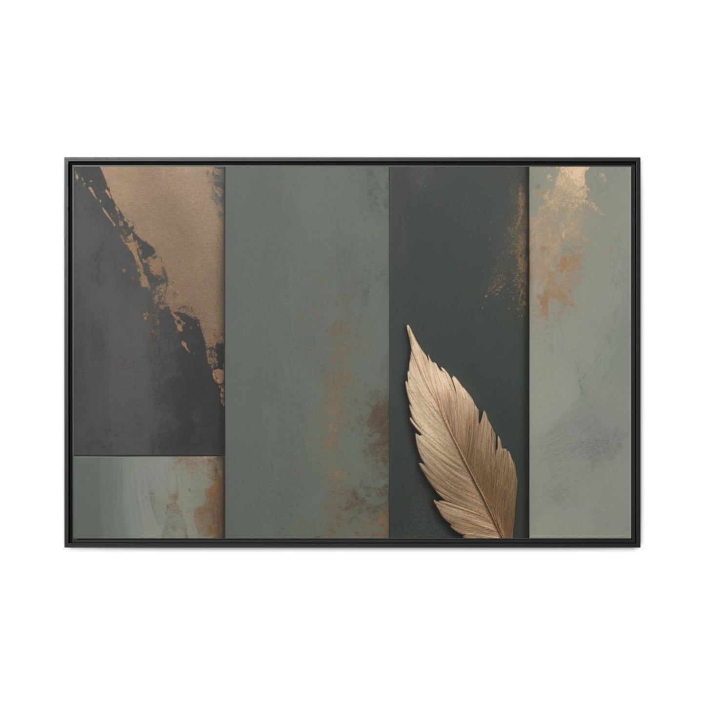 Elegant Framed Matte Canvas Wall Art - Multi-Color Leaf Design