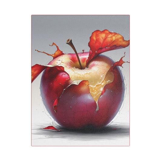 Cracked Red Apple Canvas Art – Vibrant Wall Decor for Modern Homes