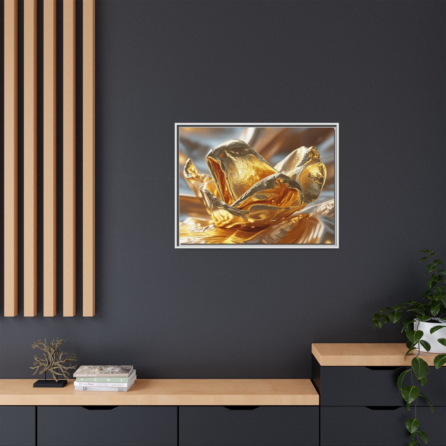 Gold Foil Rose Canvas Art - Elegant Home Decor