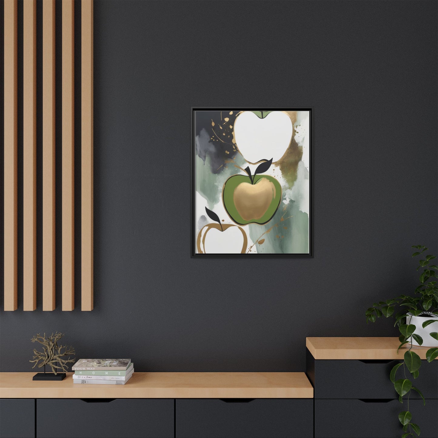 Modern Abstract Apple Canvas Art Print - Colorful Framed Wall Decor