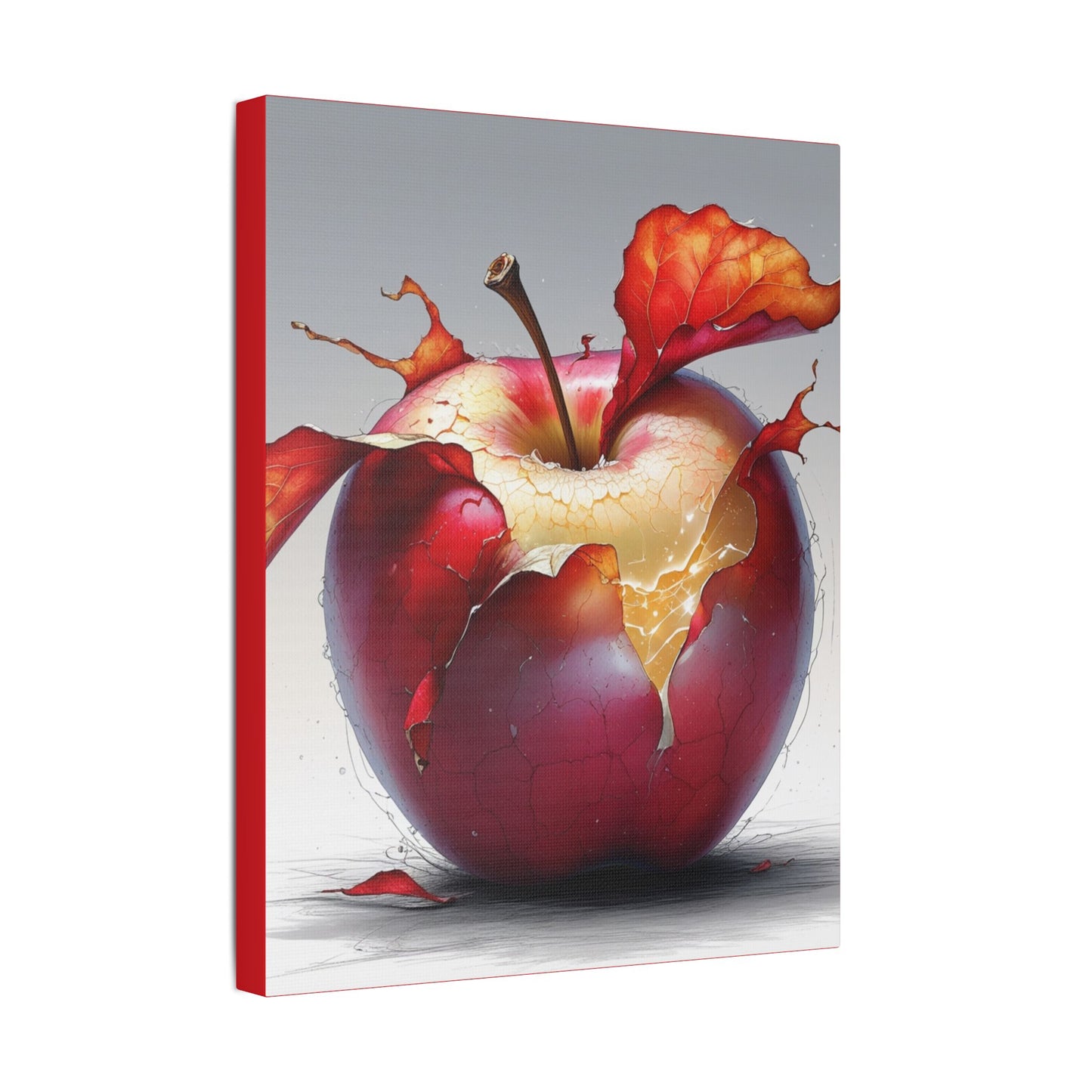 Cracked Red Apple Canvas Art – Vibrant Wall Decor for Modern Homes