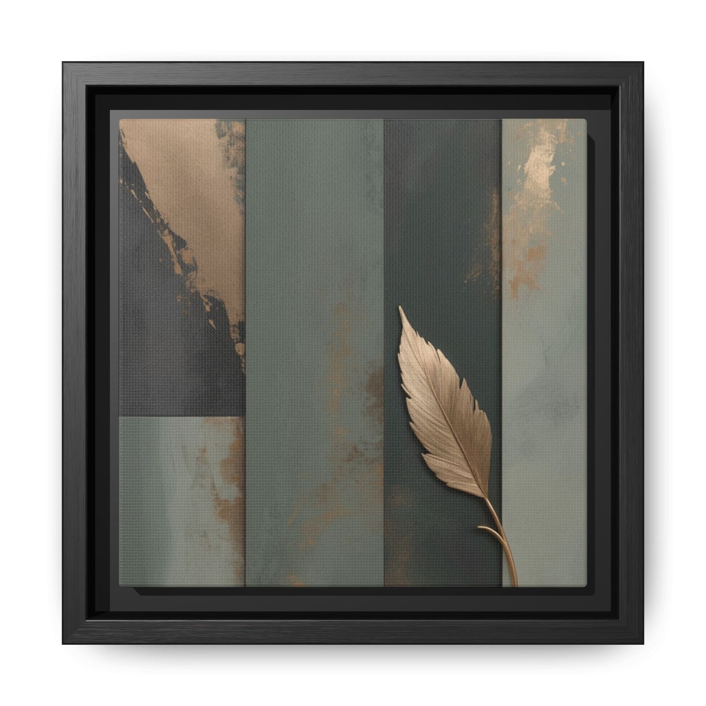 Elegant Framed Matte Canvas Wall Art - Multi-Color Leaf Design