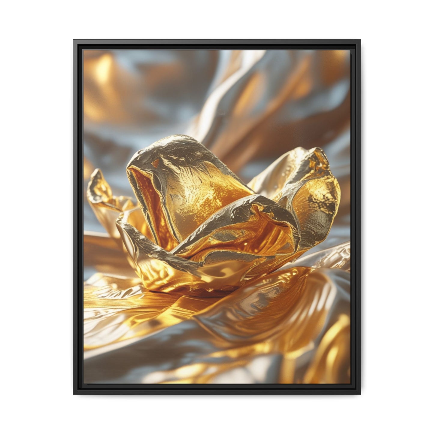 Gold Foil Rose Canvas Art - Elegant Home Decor