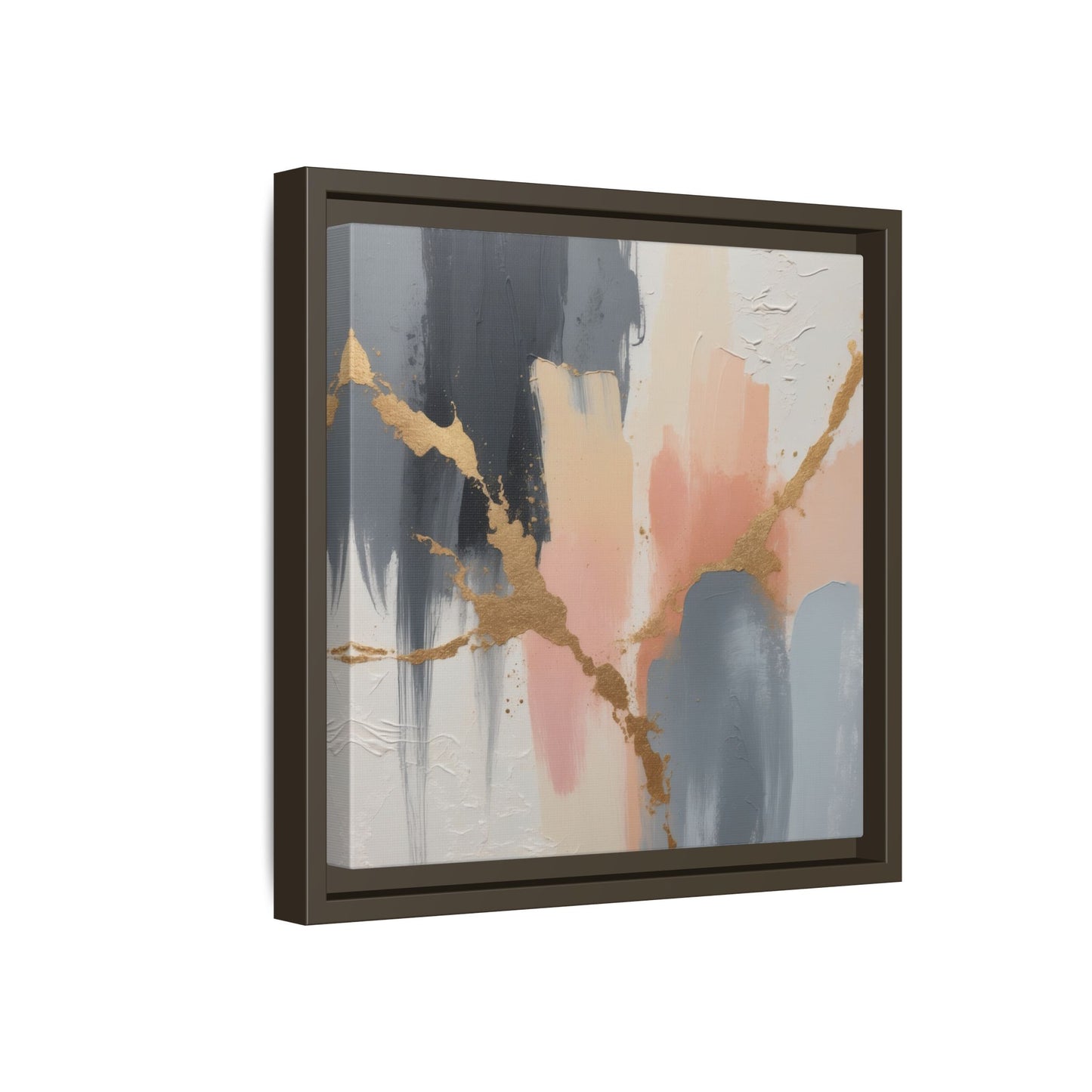 Elegant Abstract Framed Canvas Art with Gold Accents