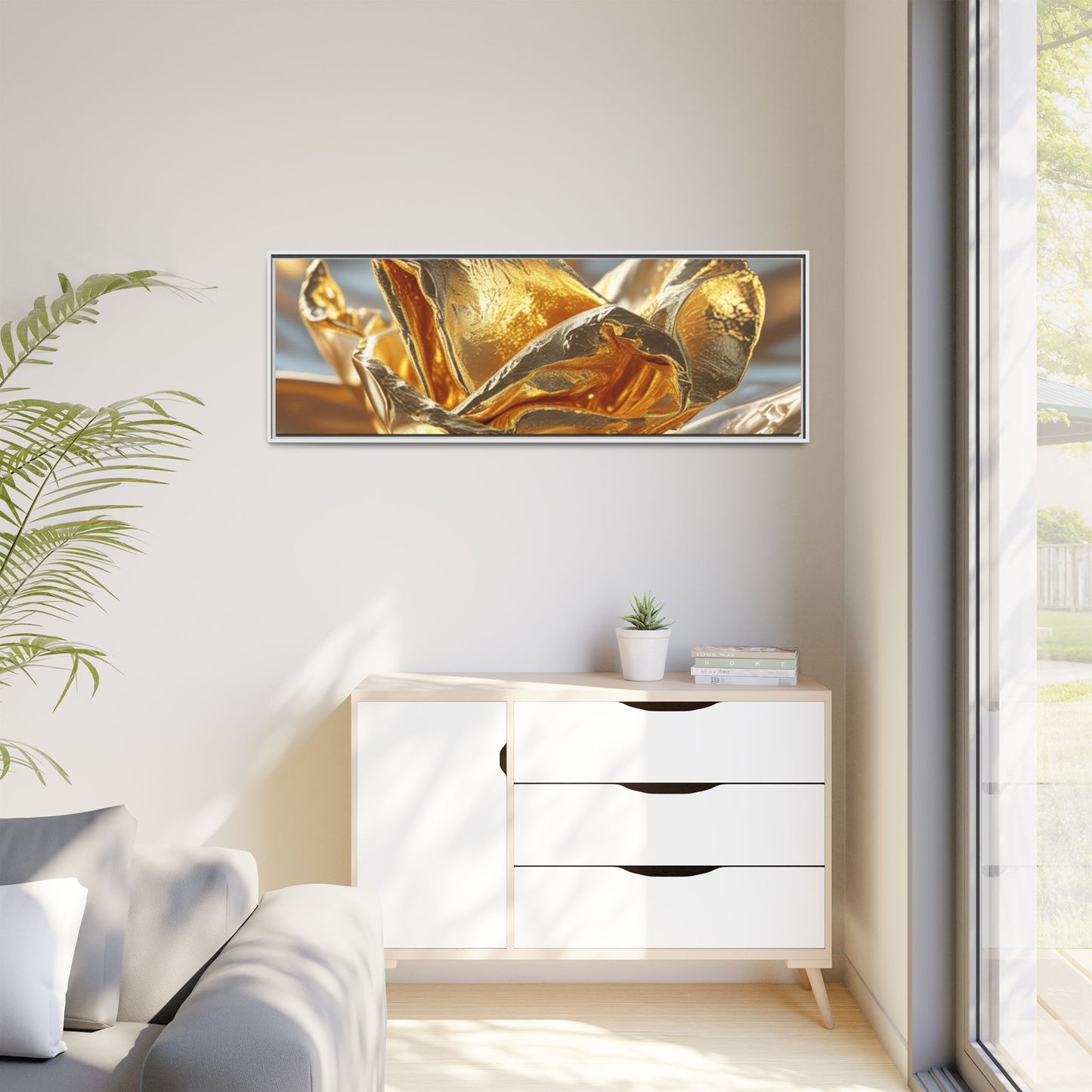 Gold Foil Rose Canvas Art - Elegant Home Decor
