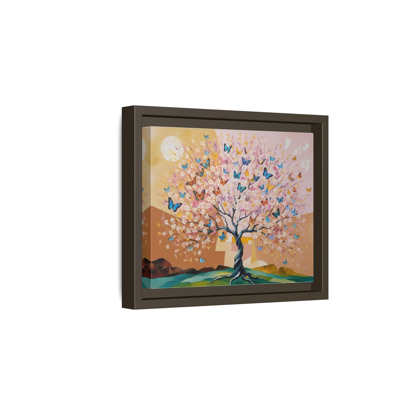 Colorful Butterfly Blossom Framed Canvas Art