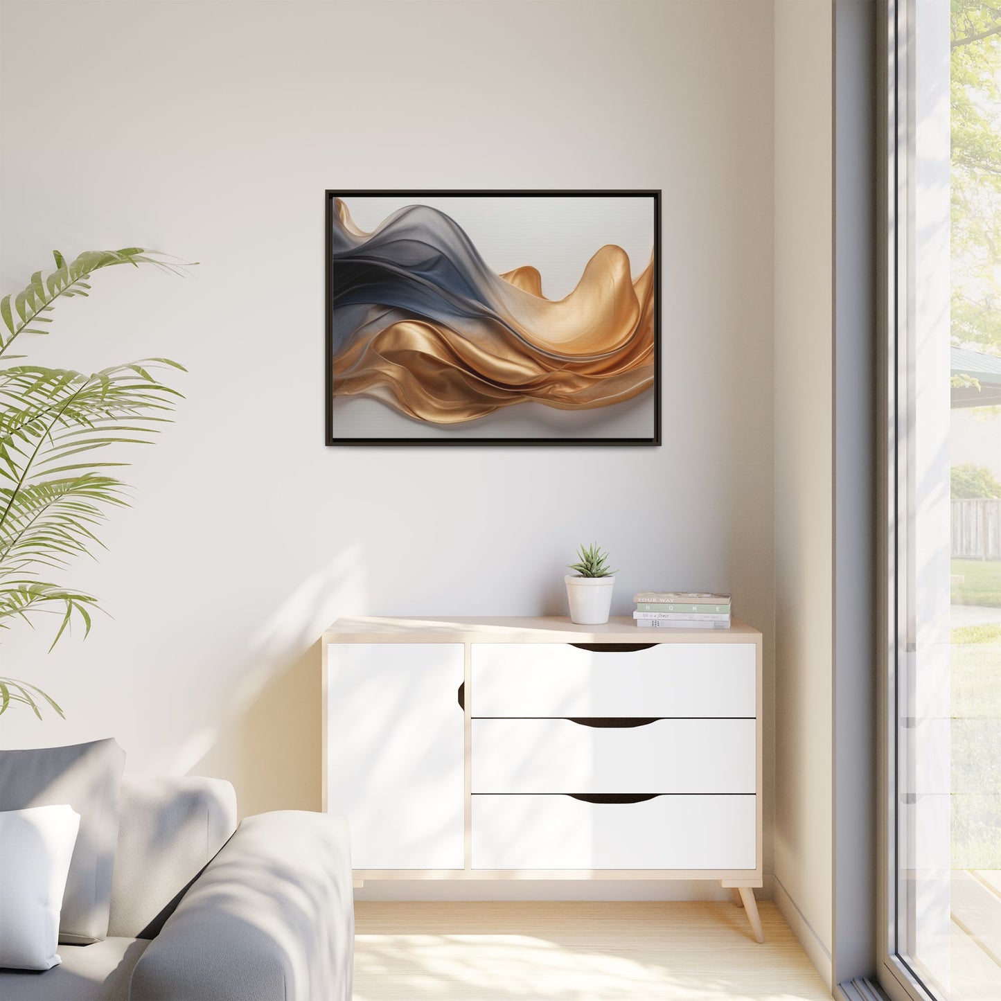 Abstract Matte Canvas Art Print - Framed Multi-color Wall Decor