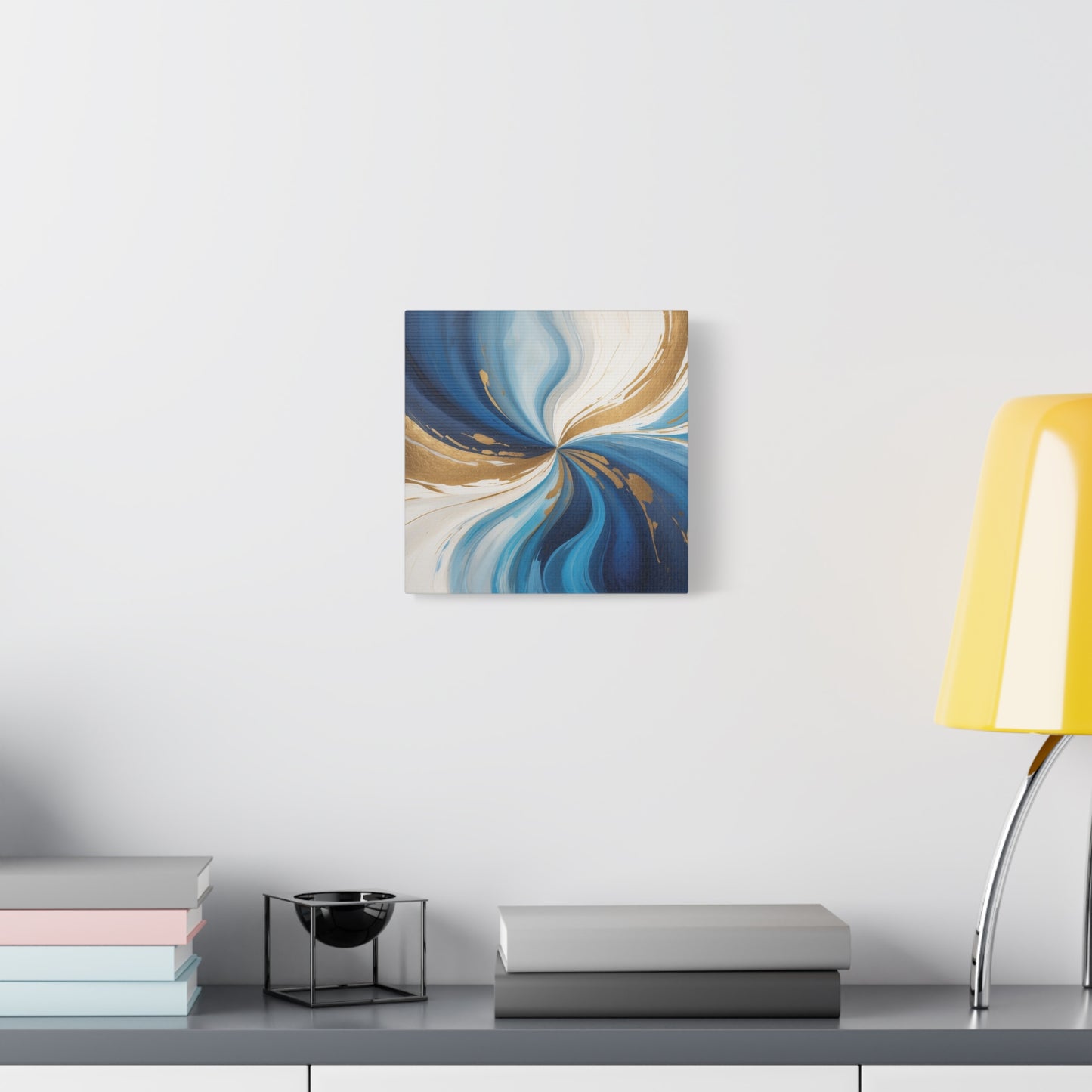 Abstract Blue and Gold Canvas Art - Stretched Matte Print for Home Decor