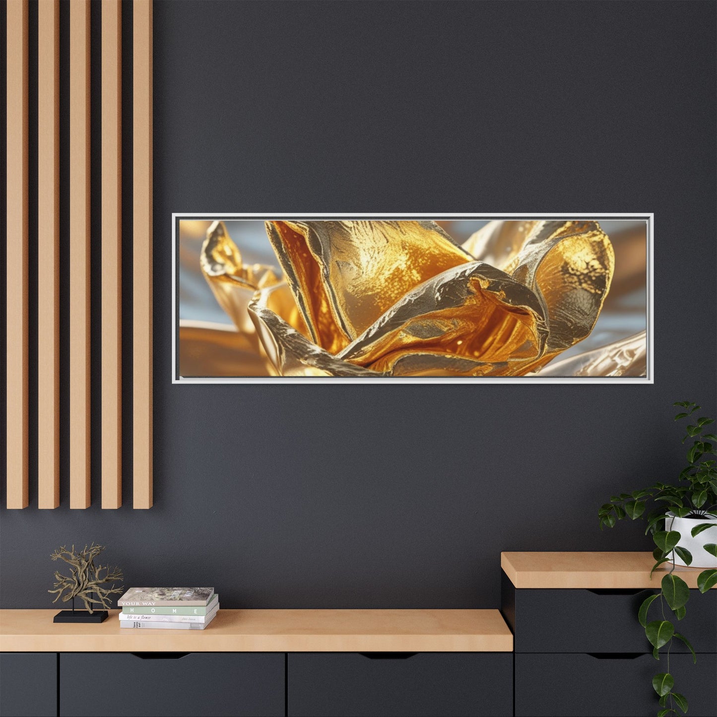 Gold Foil Rose Canvas Art - Elegant Home Decor