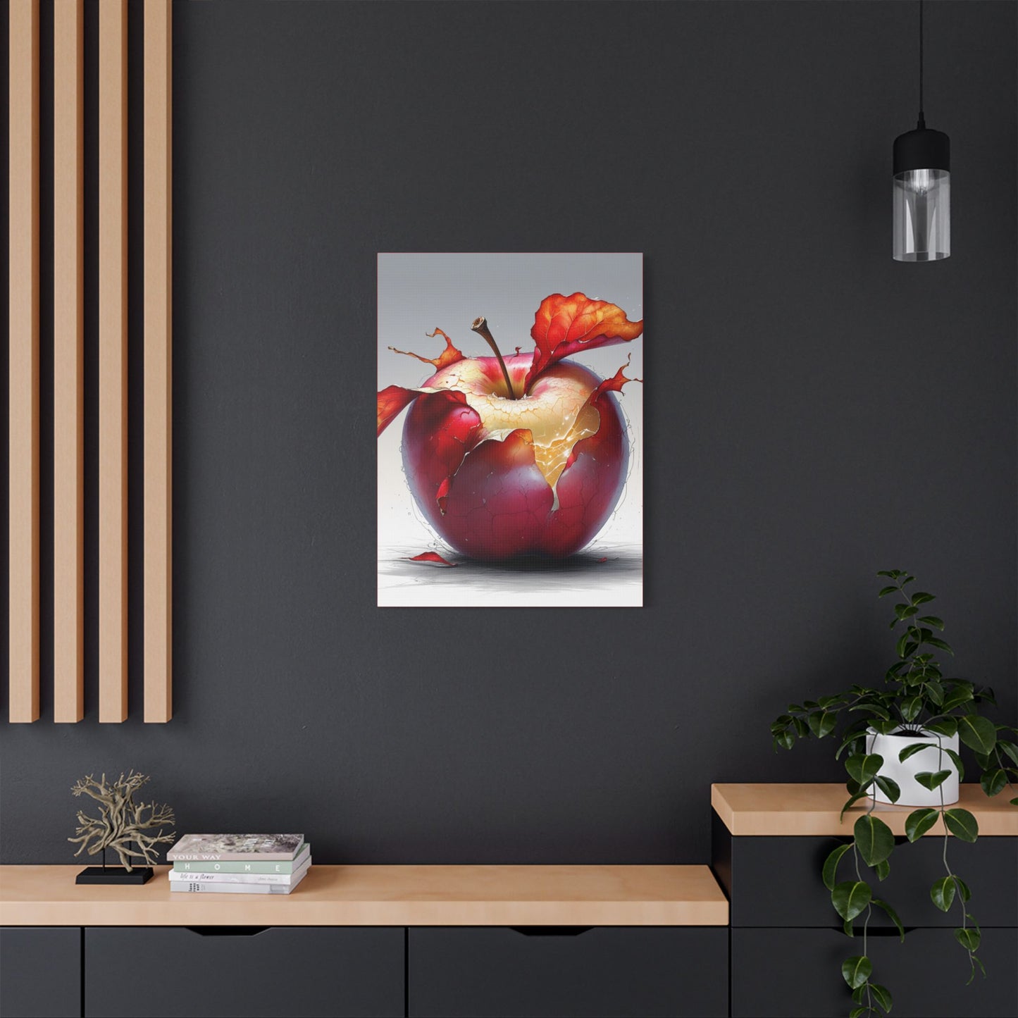 Cracked Red Apple Canvas Art – Vibrant Wall Decor for Modern Homes
