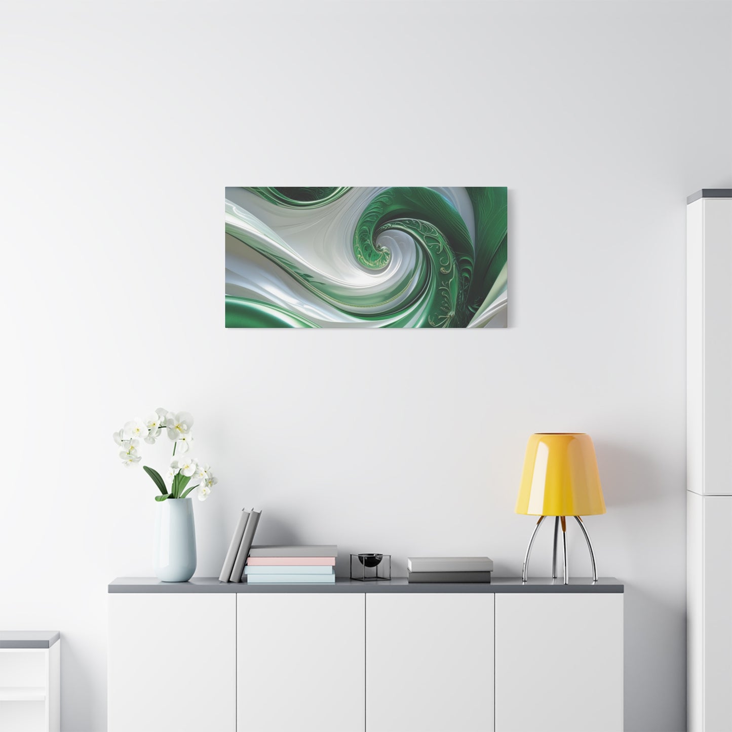 Abstract Green Swirl Canvas Wall Art - Contemporary Home Decor