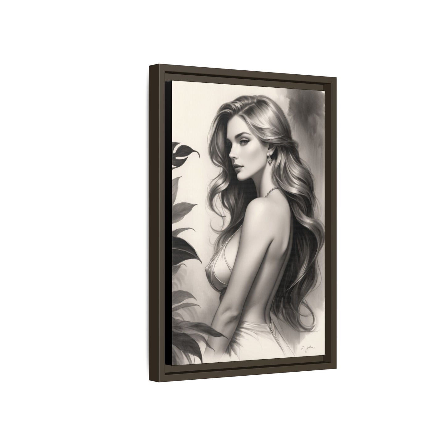 Elegant Matte Framed Art Print - Stylish Woman Portrait