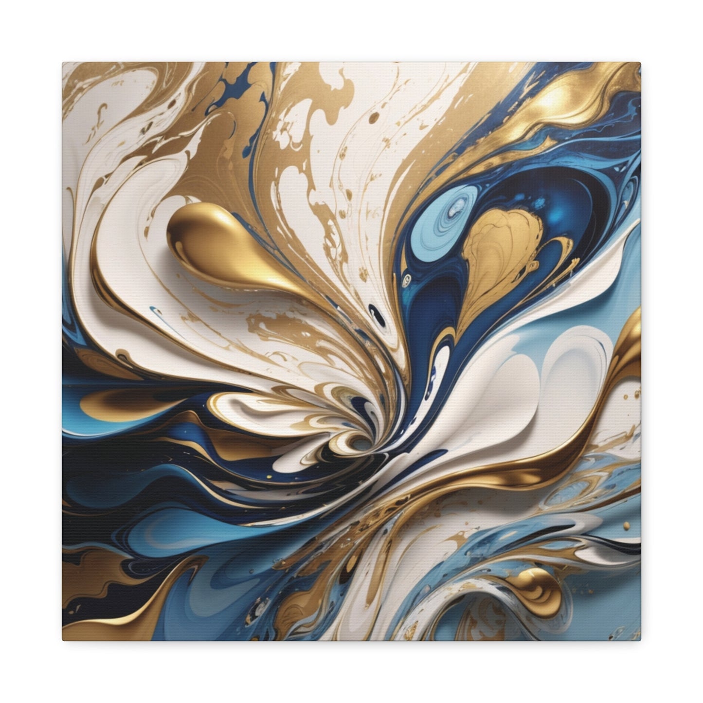 Golden Currents: Fluid Symphony in Blue and White"