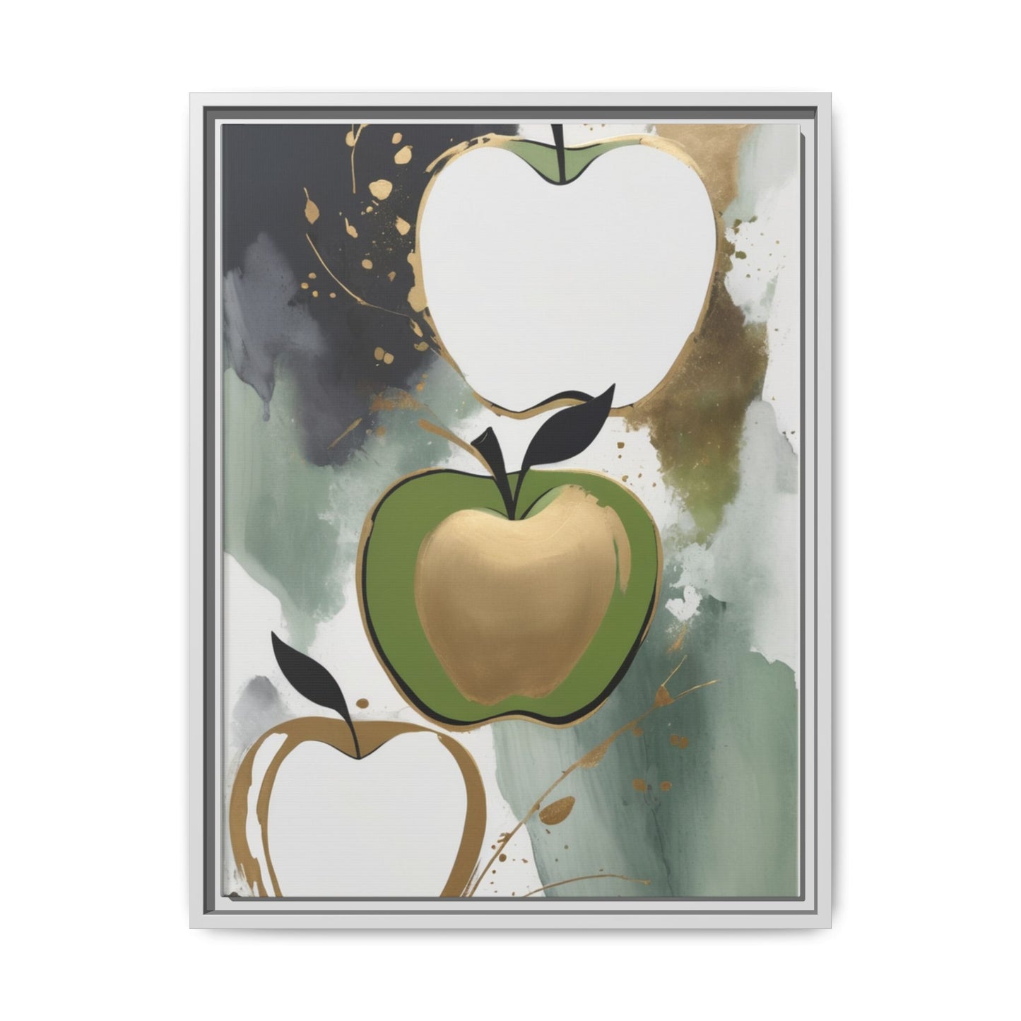 Modern Abstract Apple Canvas Art Print - Colorful Framed Wall Decor