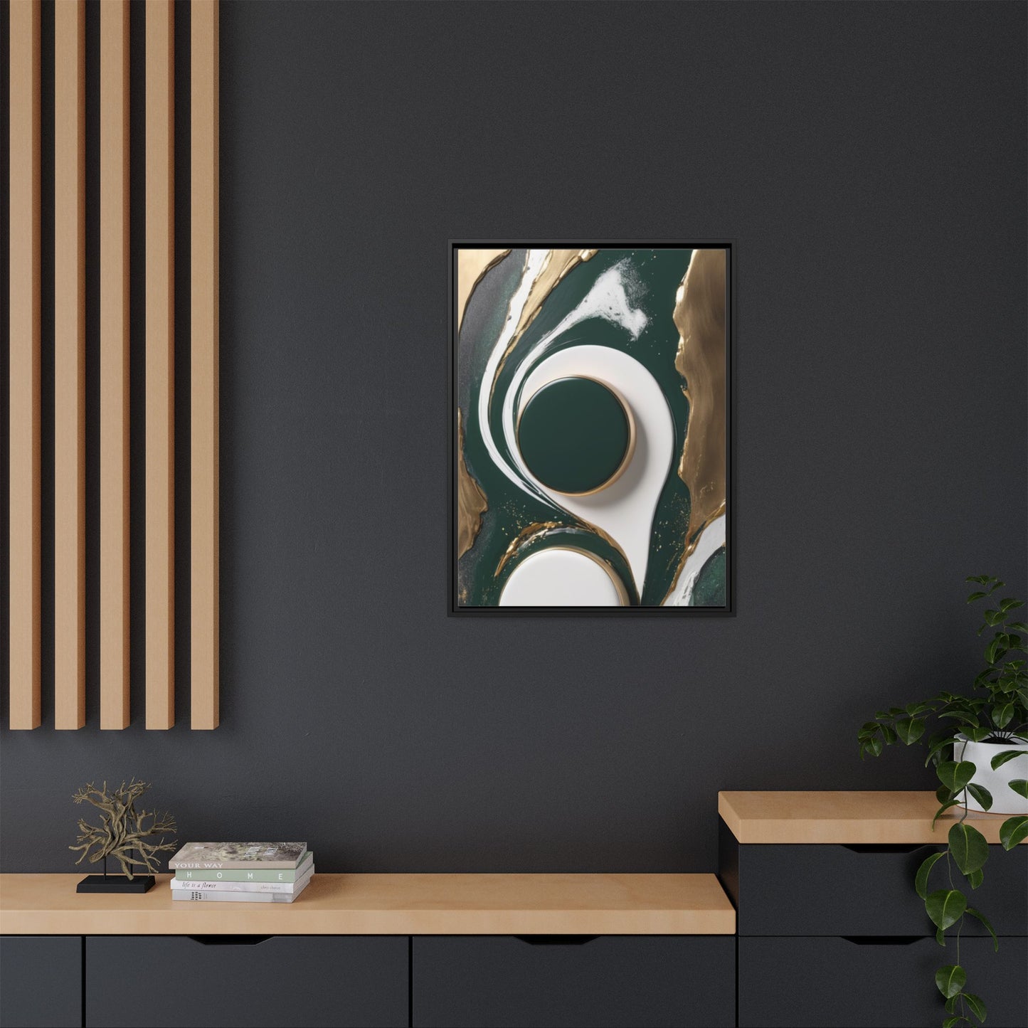 Elegant Abstract Framed Canvas Art - Modern Multi-Color Home Decor