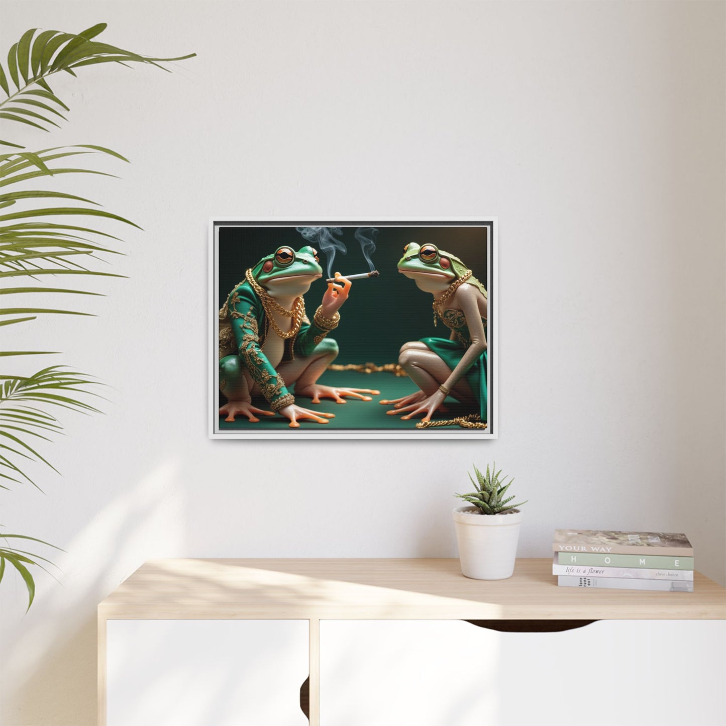 Whimsical Frog Art Print - Framed Canvas for Unique Home Decor