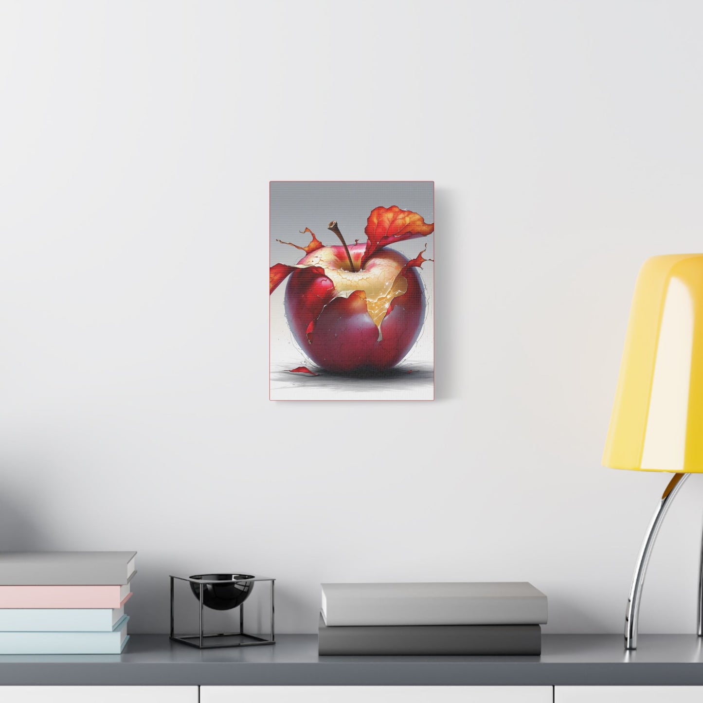 Cracked Red Apple Canvas Art – Vibrant Wall Decor for Modern Homes