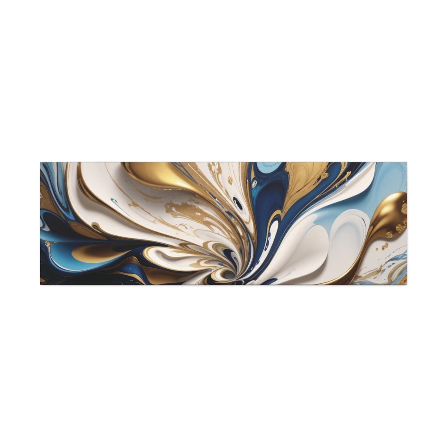 Golden Currents: Fluid Symphony in Blue and White"