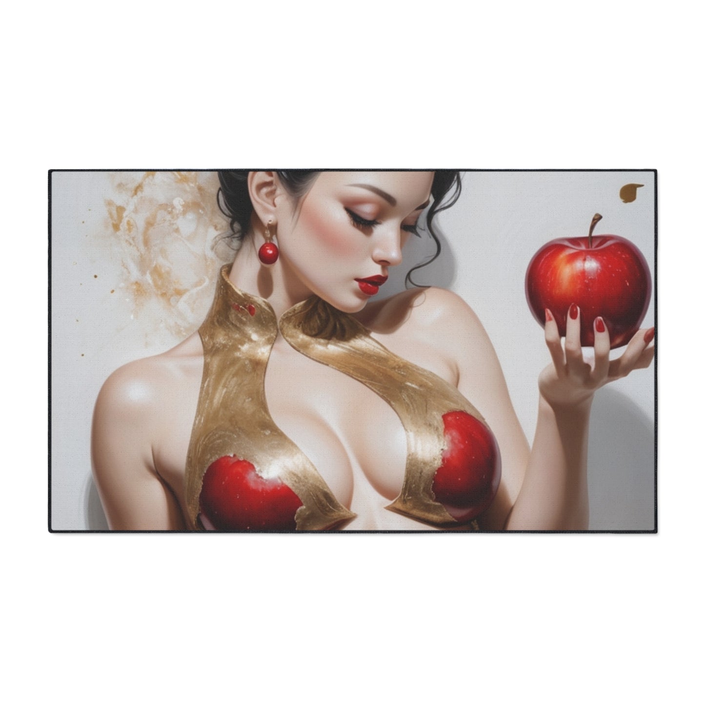 Elegant Artistic Heavy Duty Floor Mat - Red Apple Design for Home & Office Decor