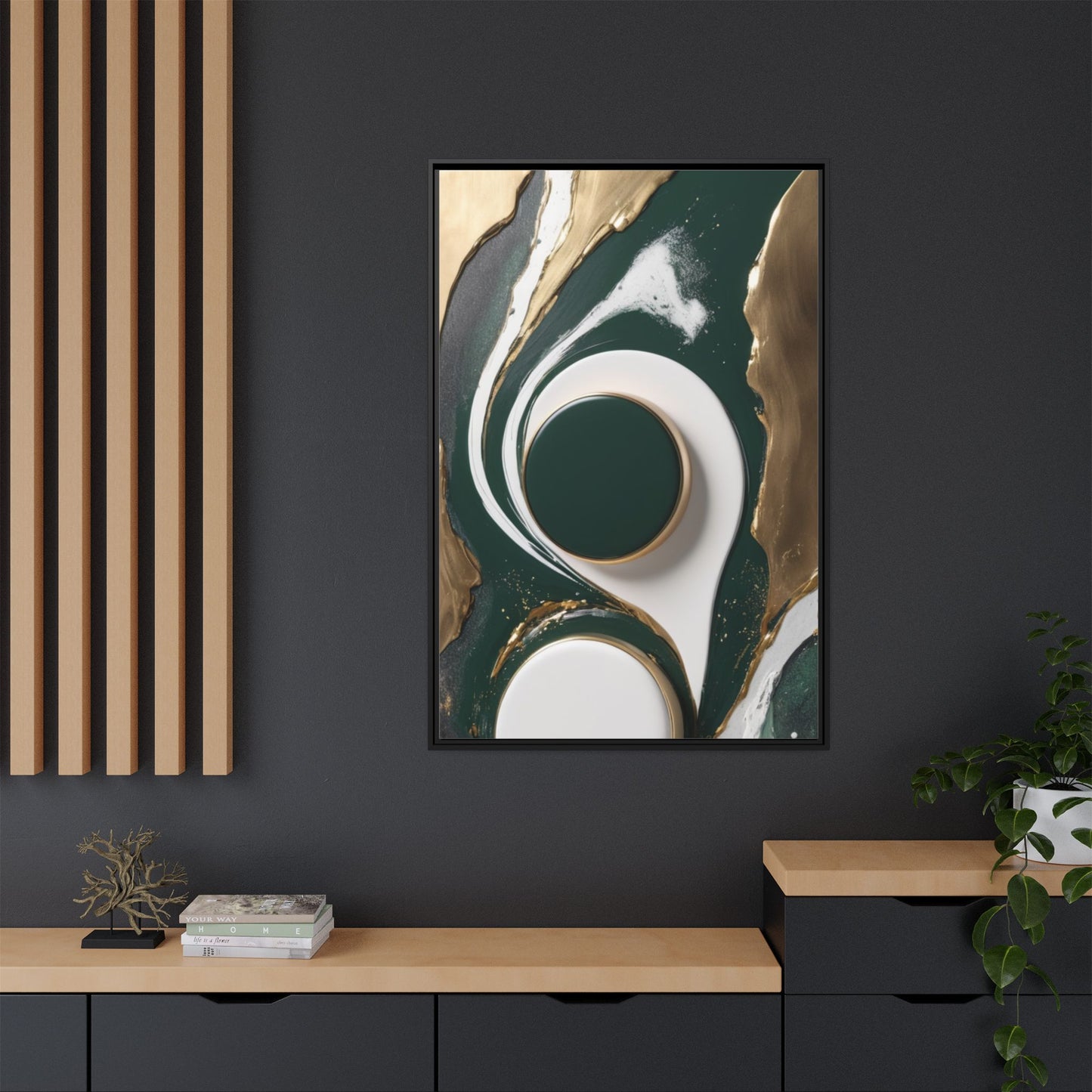 Elegant Abstract Framed Canvas Art - Modern Multi-Color Home Decor