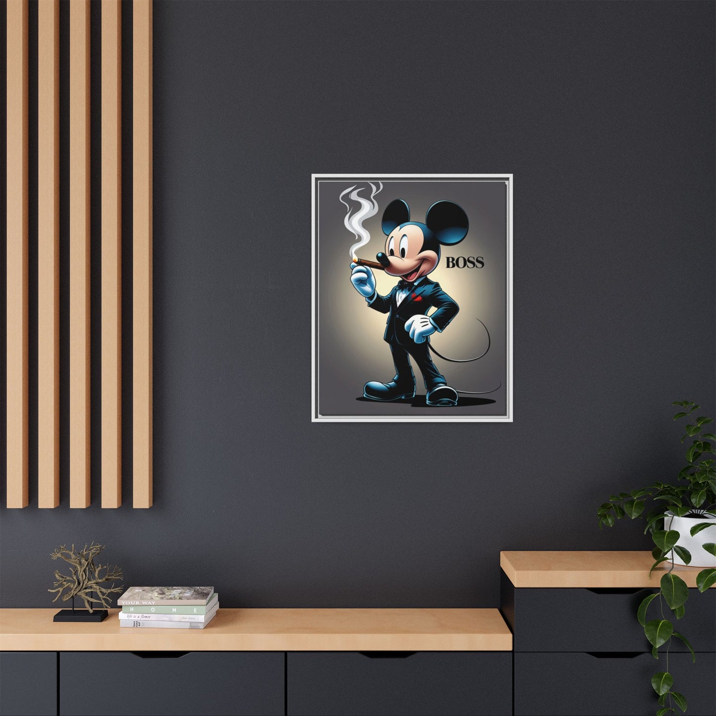 Vintage Boss Mouse Framed Canvas Art