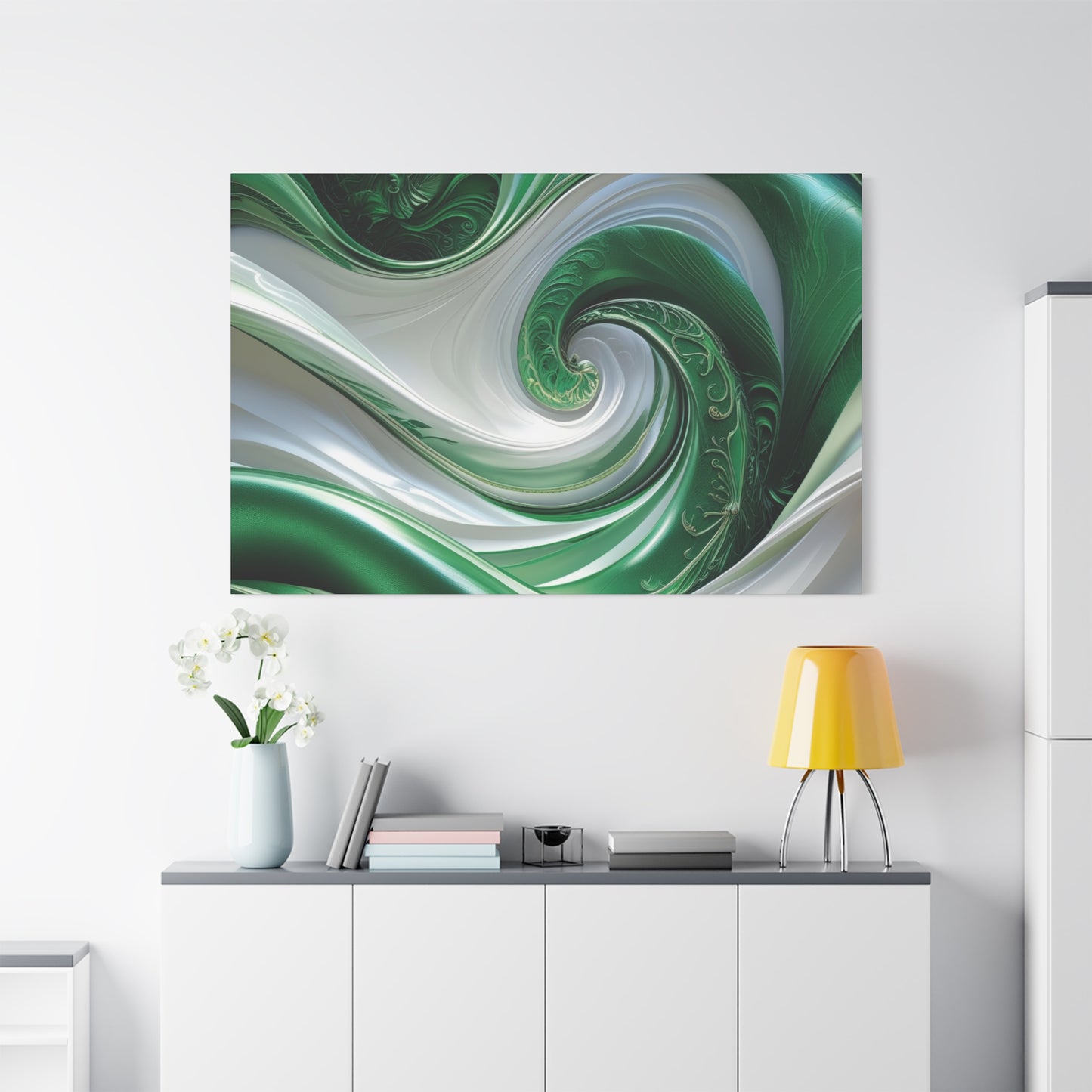 Abstract Green Swirl Canvas Wall Art - Contemporary Home Decor