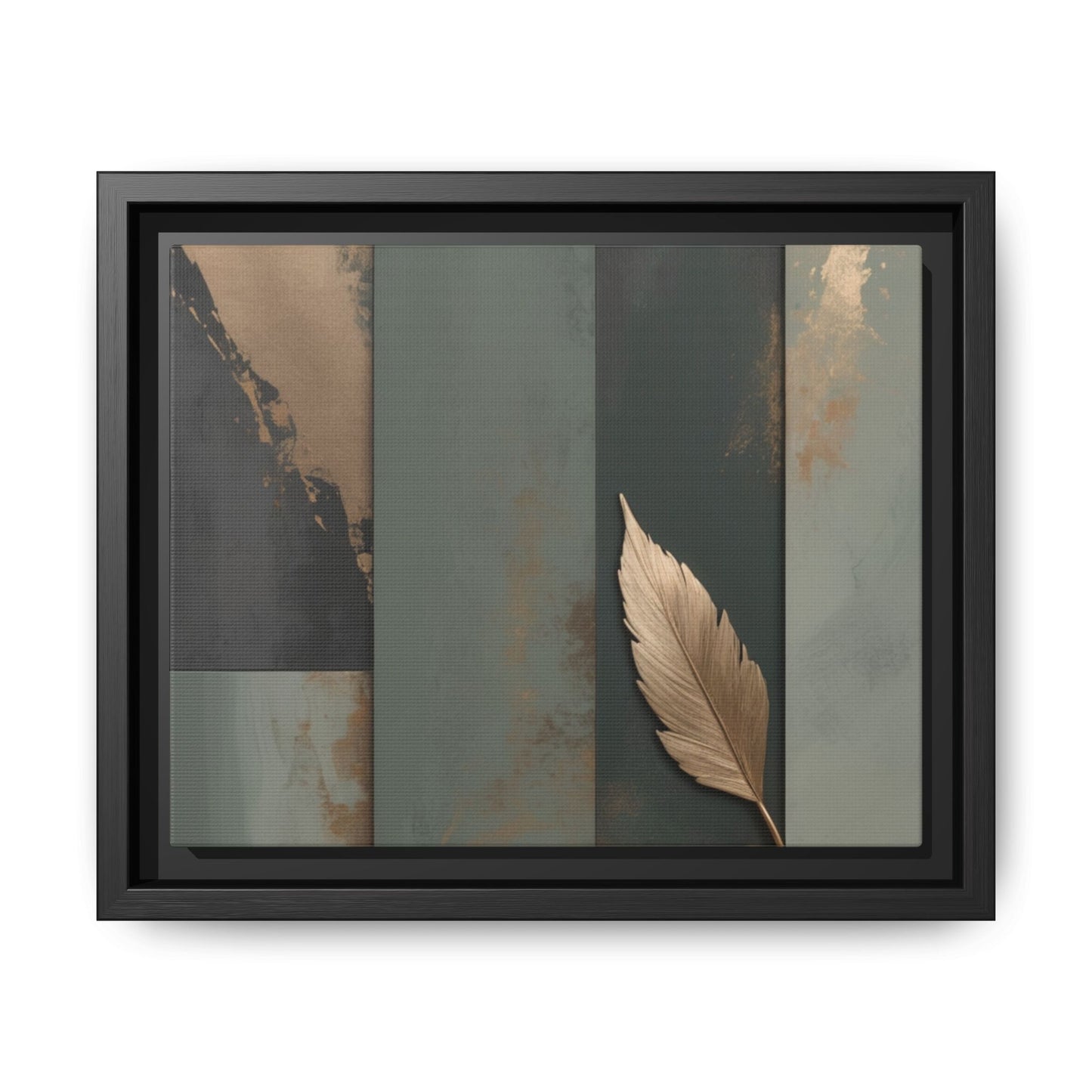 Elegant Framed Matte Canvas Wall Art - Multi-Color Leaf Design