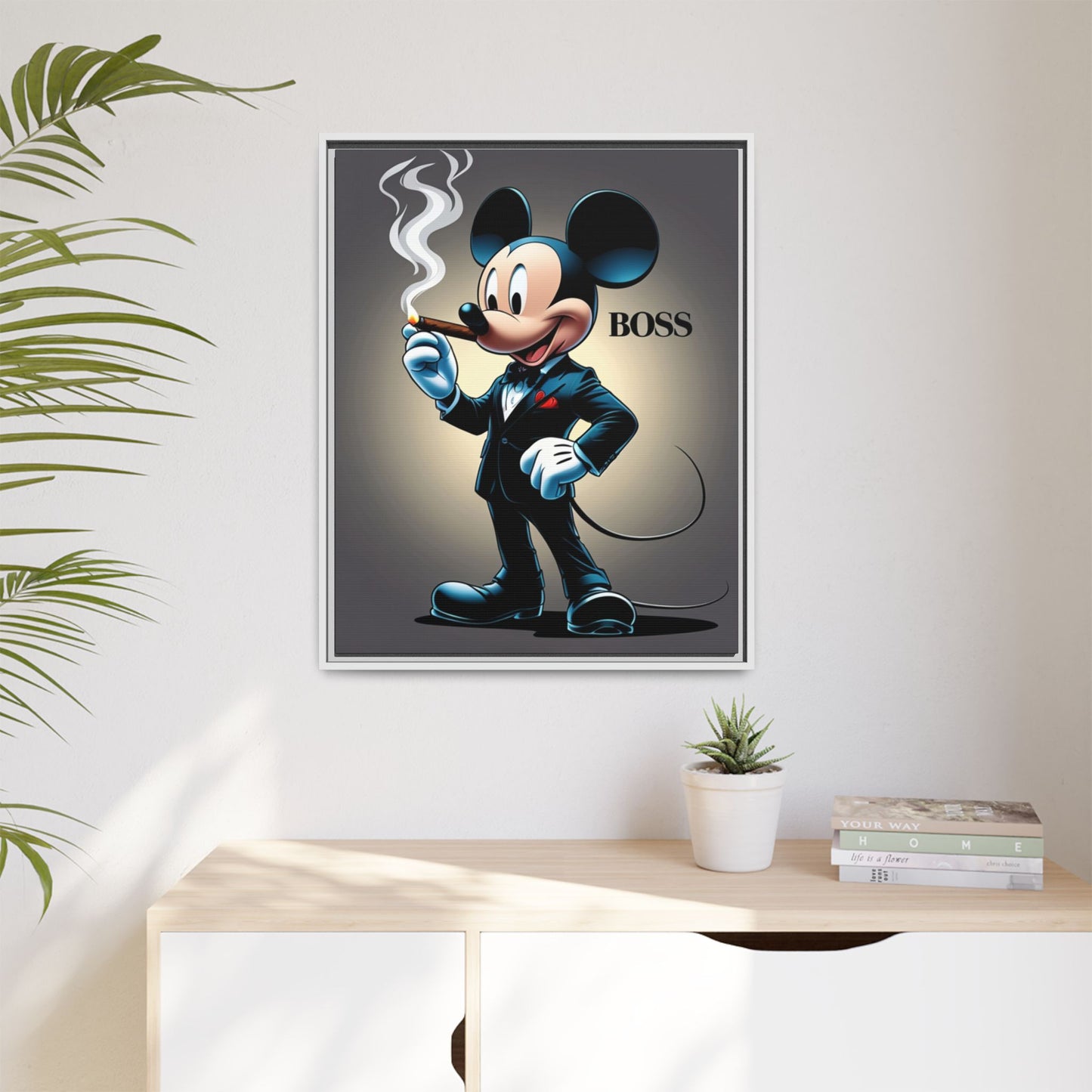 Vintage Boss Mouse Framed Canvas Art