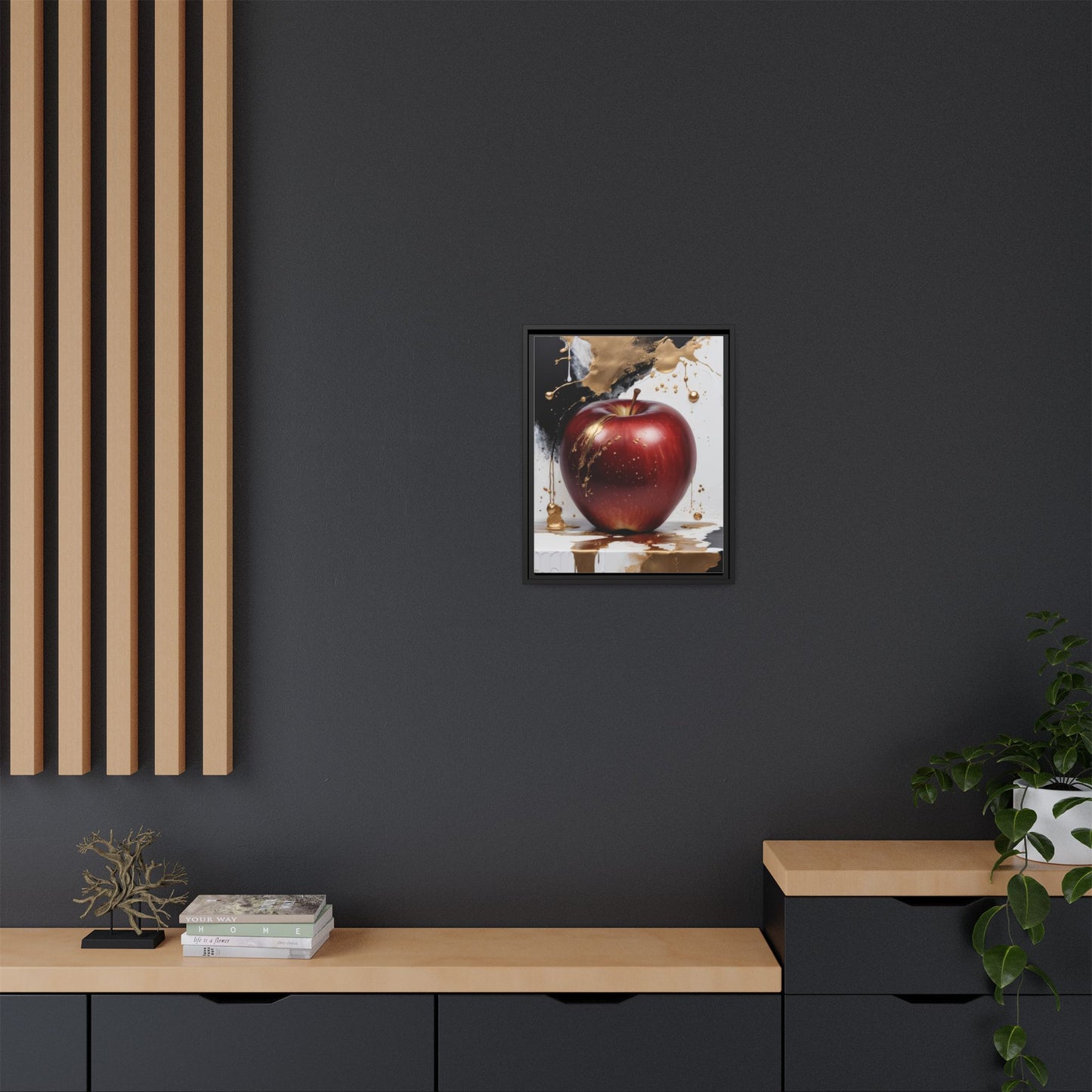 Elegant Apple Art Print - Multi-color Framed Canvas